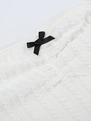 Solid Textured Bow Bandeau Top