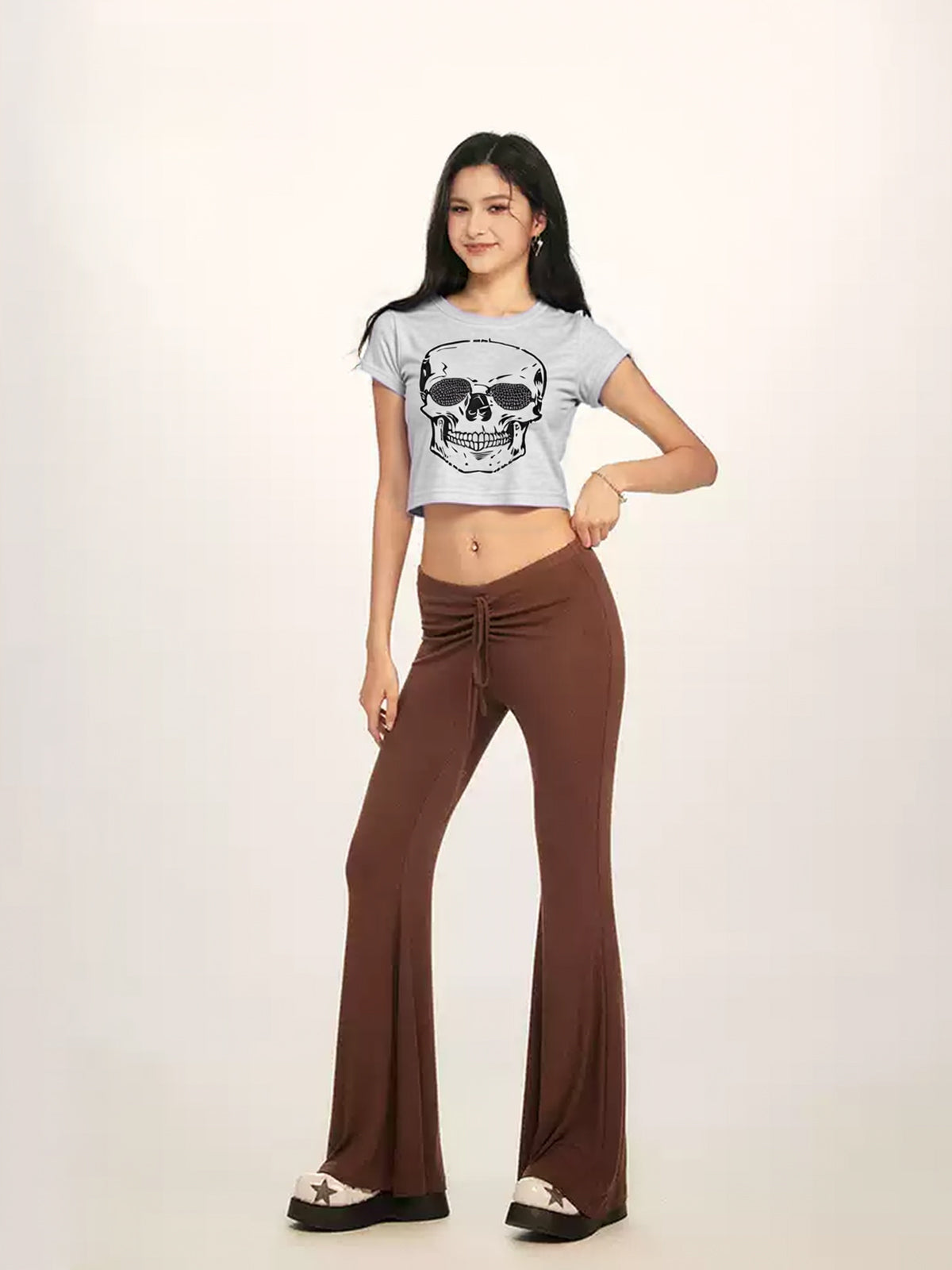 Skull Rhinestone Print Short Sleeve Tee