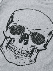 Skull Rhinestone Print Short Sleeve Tee