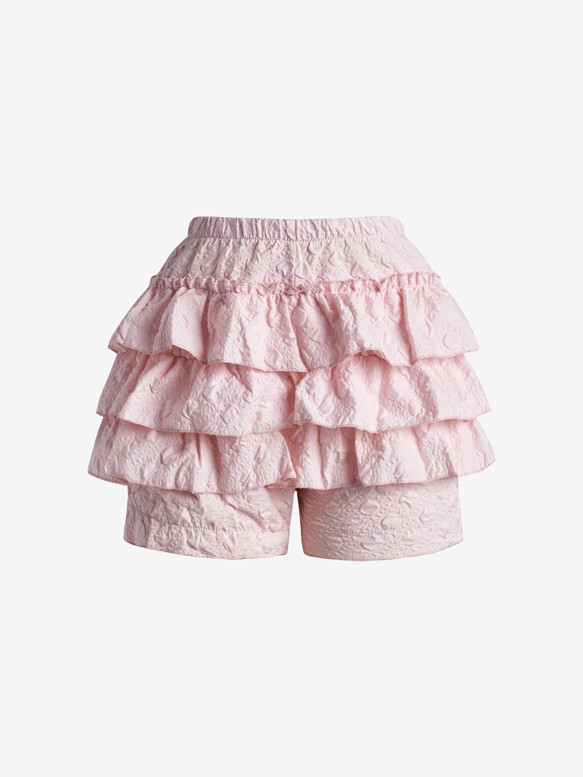 Solid Textured Tiered Shorts