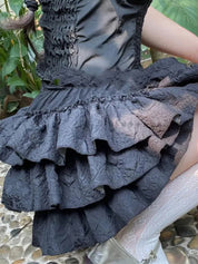 Solid Textured Tiered Shorts
