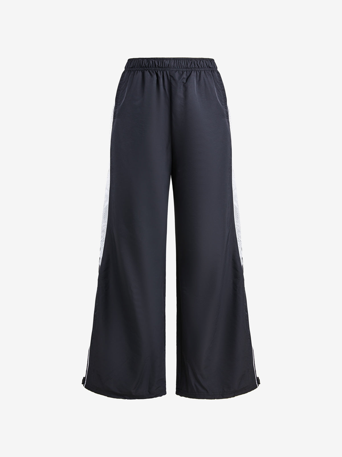 Contrast Splice Elastic Waist Bound Feet Wide Leg Pants
