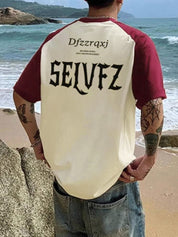 Men's Letter Print Raglan Half Sleeve Short Sleeve Tee