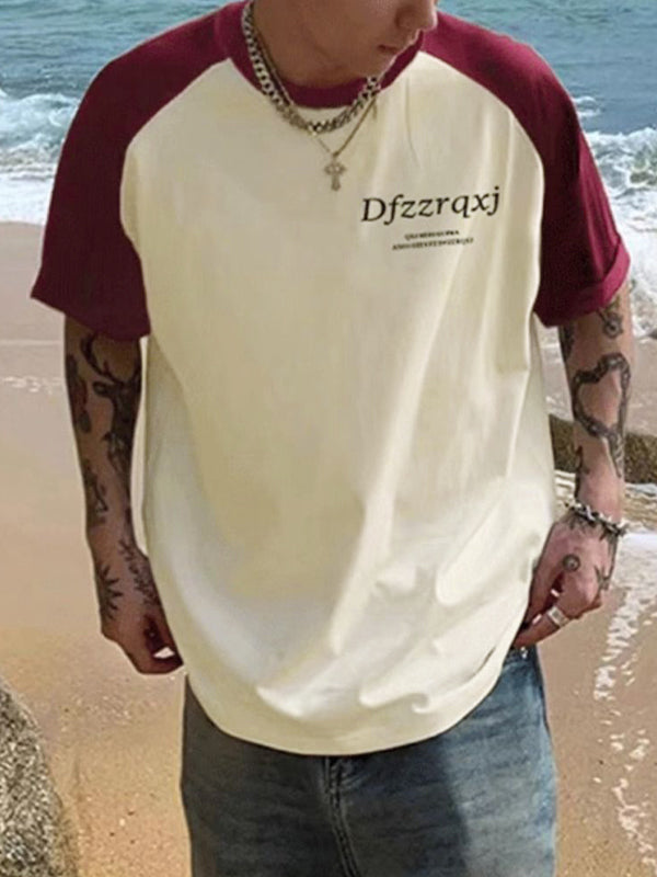 Men's Letter Print Raglan Half Sleeve Short Sleeve Tee