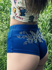 Butterfly Rhinestone Print Ulrta Shorts