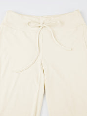 Solid Turned Waist Tie Up Flare Leg Pants