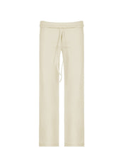 Solid Turned Waist Tie Up Flare Leg Pants