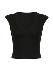Casual V Neck Short Sleeve Tee