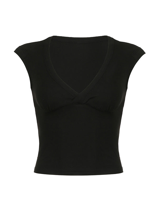 Casual V Neck Short Sleeve Tee