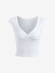 Casual V Neck Short Sleeve Tee