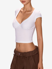 Casual V Neck Short Sleeve Tee
