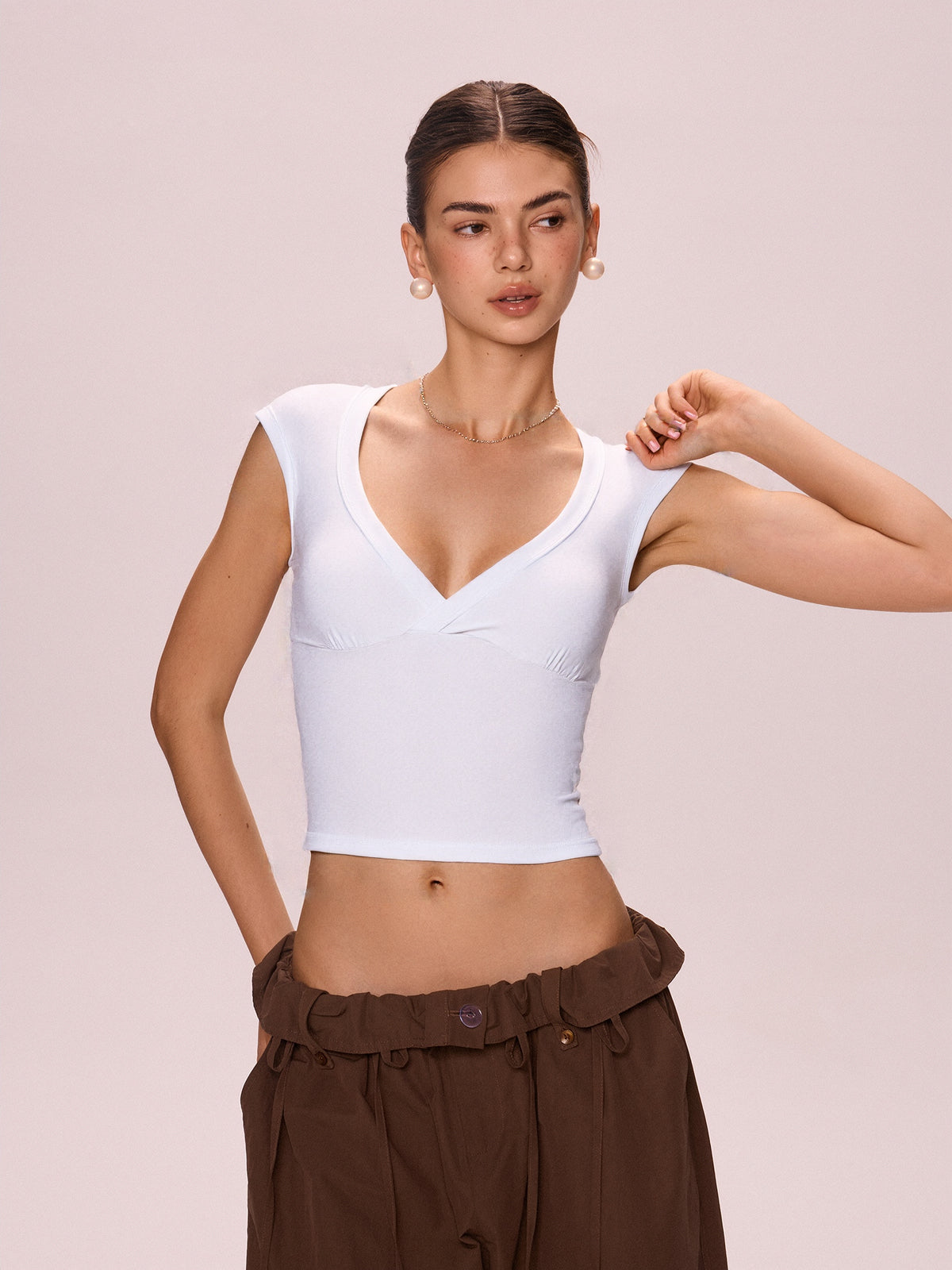 Casual V Neck Short Sleeve Tee