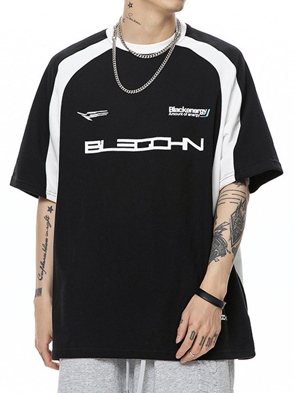 Men's Letter Raglan Oversized Short Sleeve Tee