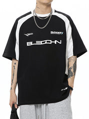 Men's Letter Raglan Oversized Short Sleeve Tee