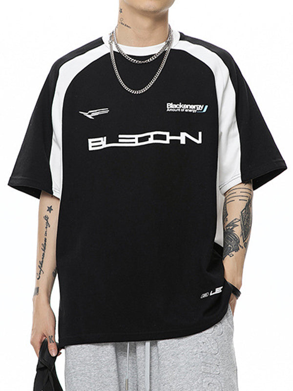Men's Letter Raglan Oversized Short Sleeve Tee