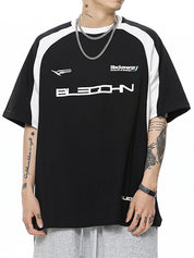 Men's Letter Raglan Oversized Short Sleeve Tee