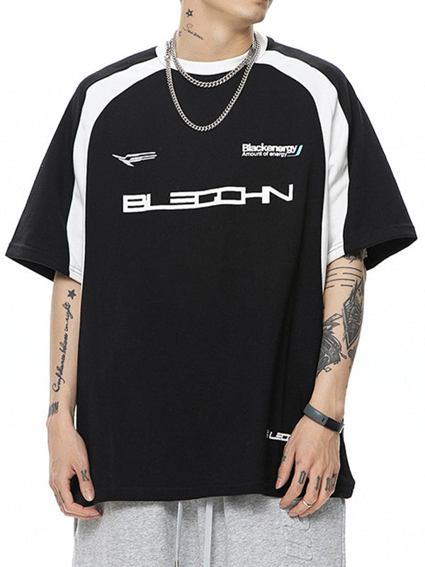 Men's Letter Raglan Oversized Short Sleeve Tee
