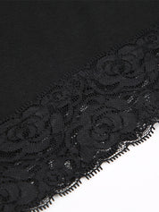 Lace Trim Splice Square Neck Crop Short Sleeve Tee