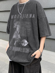 Men's Letter Print Oversized Short Sleeve Tee