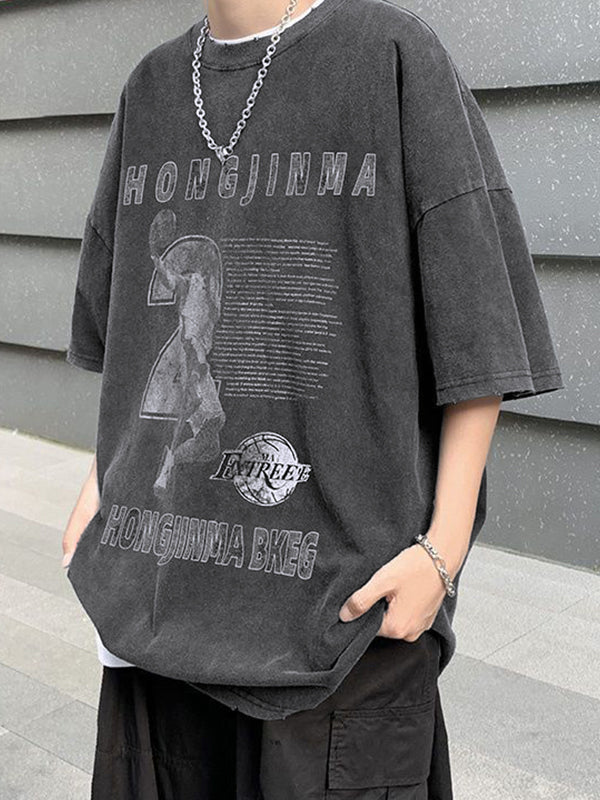Men's Letter Print Oversized Short Sleeve Tee