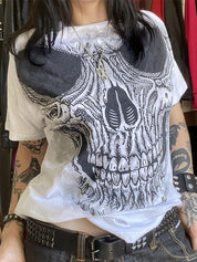 Skull Print Oversized Short Sleeve Tee
