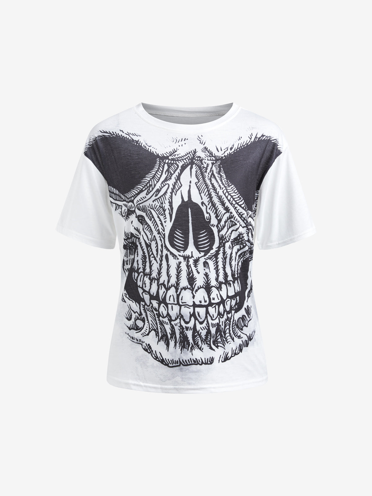 Skull Print Oversized Short Sleeve Tee