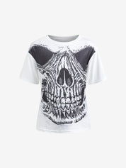 Skull Print Oversized Short Sleeve Tee