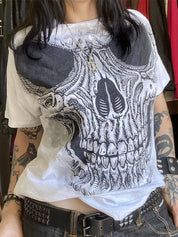 Skull Print Oversized Short Sleeve Tee
