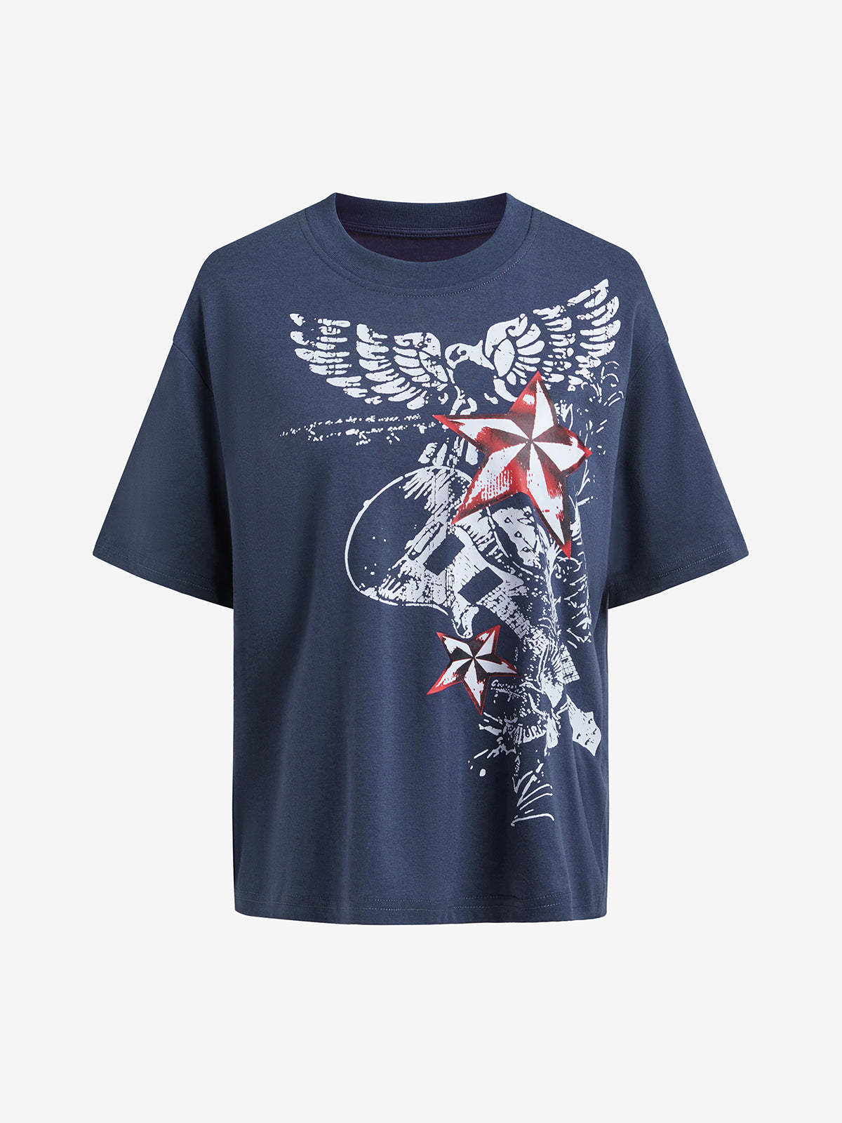 Star Graphic Print Oversized Short Sleeve Tee