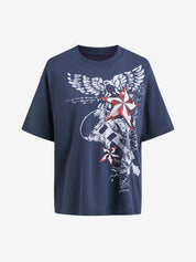 Star Graphic Print Oversized Short Sleeve Tee