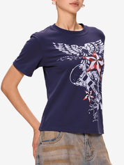 Star Graphic Print Oversized Short Sleeve Tee