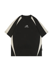 Men's Retro Spliced Oversized Short Sleeve Tee