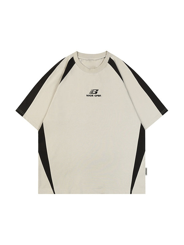 Men's Retro Spliced Oversized Short Sleeve Tee