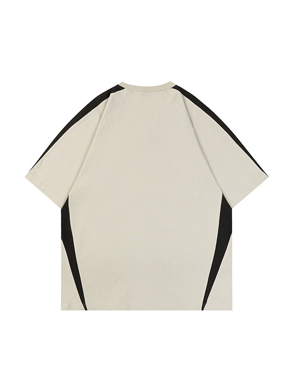 Men's Retro Spliced Oversized Short Sleeve Tee