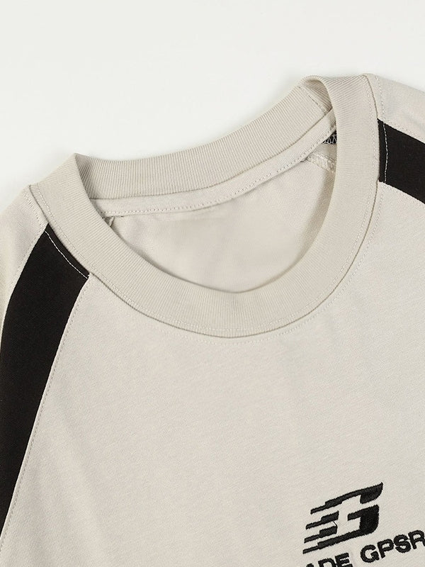 Men's Retro Spliced Oversized Short Sleeve Tee