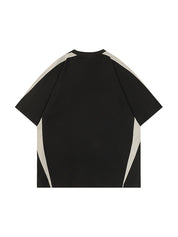 Men's Retro Spliced Oversized Short Sleeve Tee