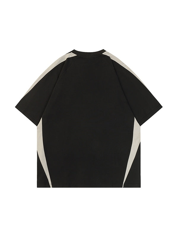 Men's Retro Spliced Oversized Short Sleeve Tee