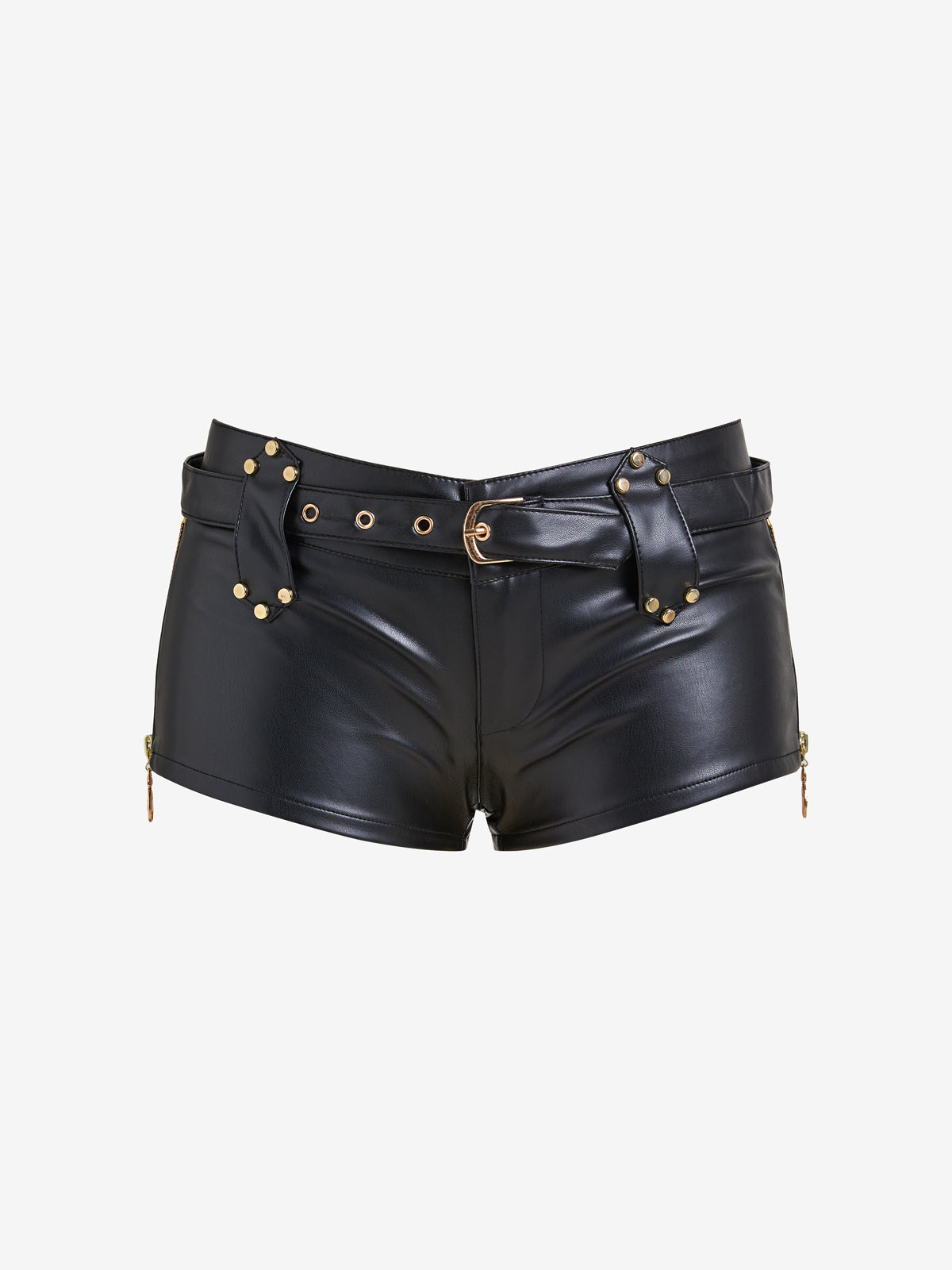 Dark leather hollow Shorts