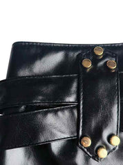 Dark leather hollow Shorts