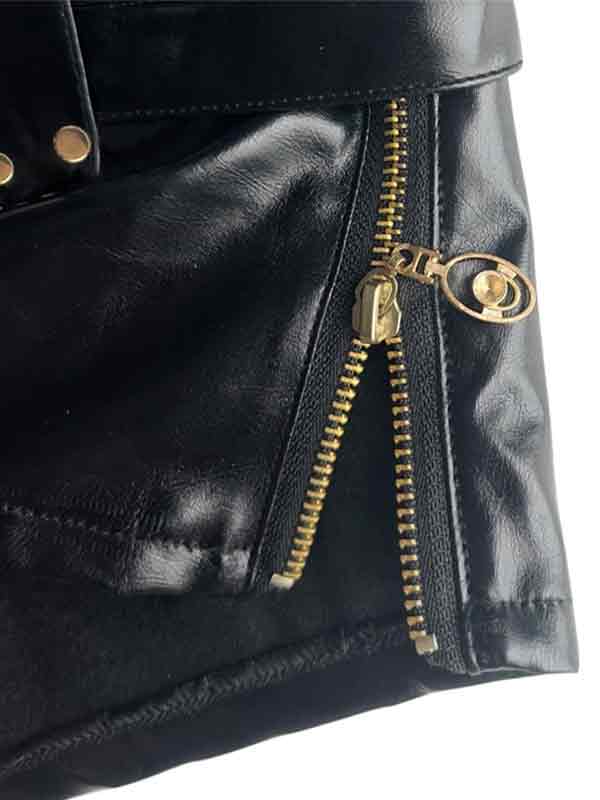 Dark leather hollow Shorts