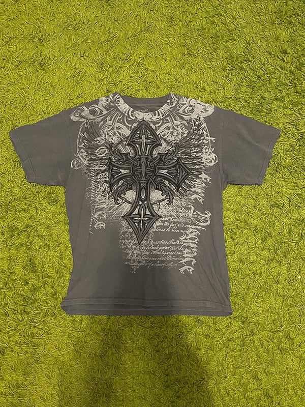Men's Cross Print Oversized Short Sleeve Tee