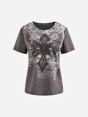 Men's Cross Print Oversized Short Sleeve Tee