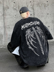 Men's Wing Print Oversized Short Sleeve Tee