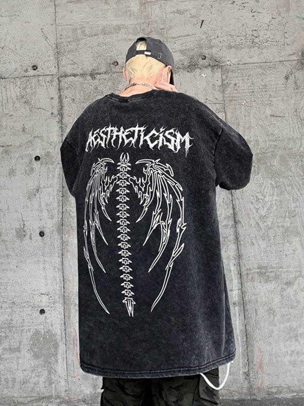 Men's Wing Print Oversized Short Sleeve Tee
