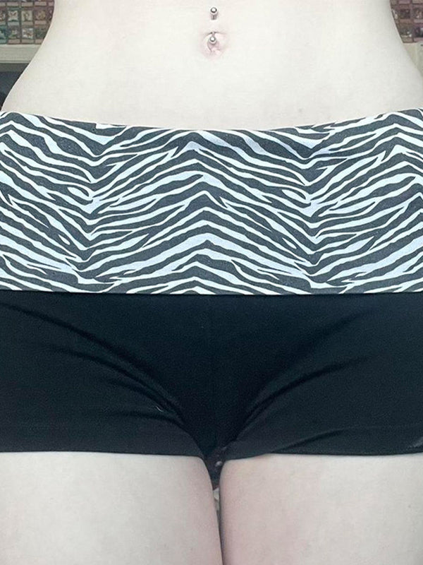 Zebra Print Stitching Shorts