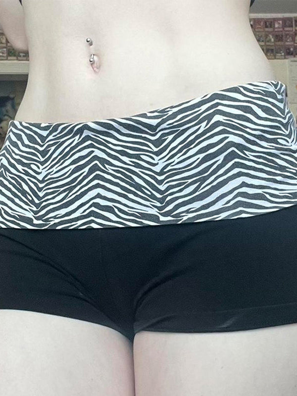 Zebra Print Stitching Shorts