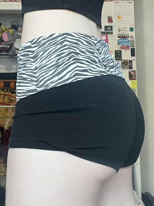 Zebra Print Stitching Shorts