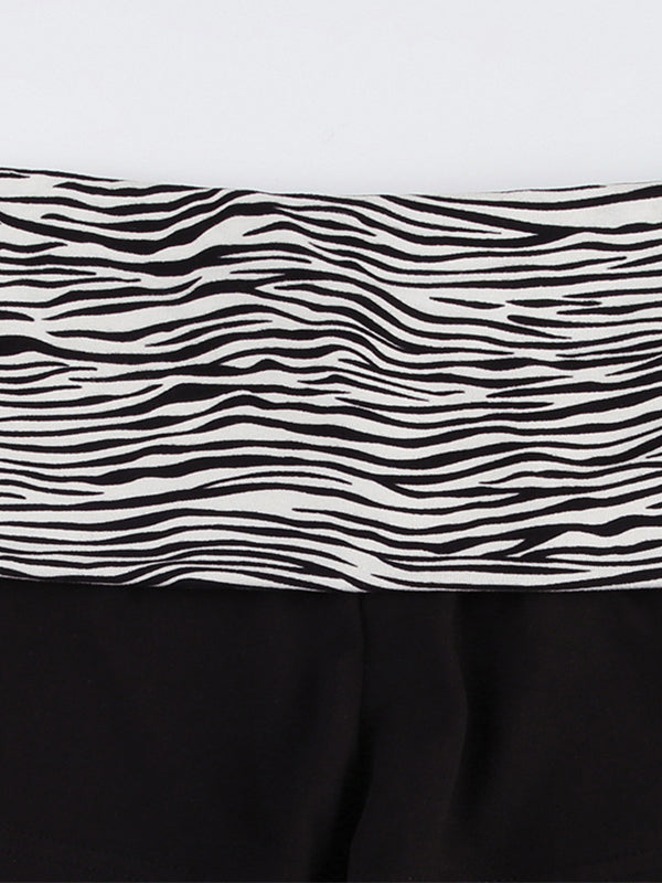 Zebra Print Stitching Shorts