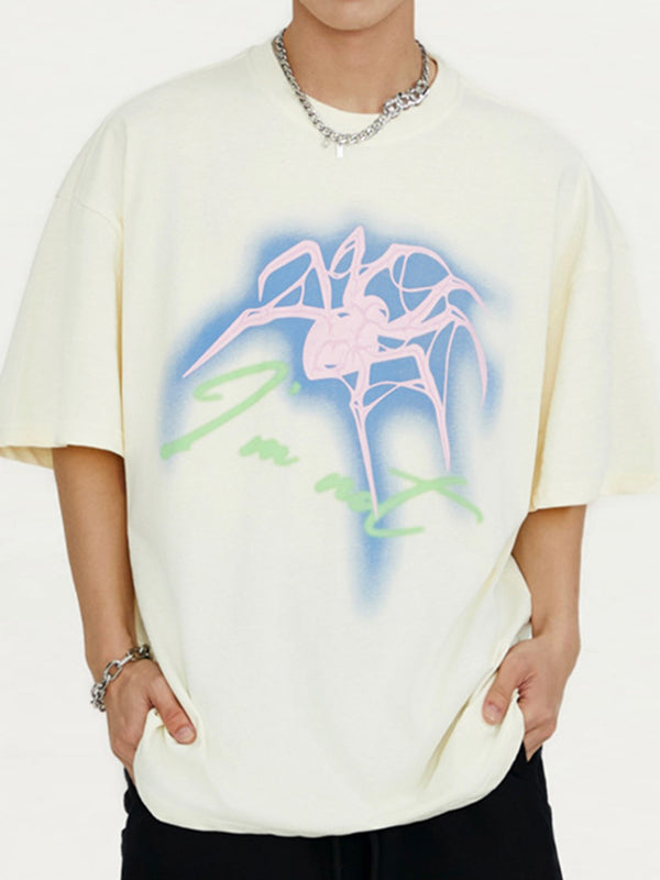 Men's Spider Print Oversized Short Sleeve Tee