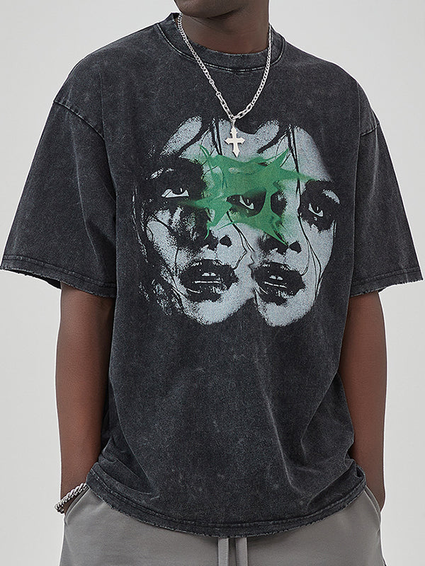 Men's Abstract Print Oversized Short Sleeve Tee
